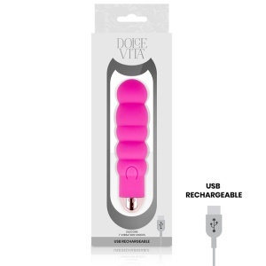 Vibrator Reîncărcabil de Călătorie Dolce Vita Travel – Roz, 7 Moduri, Silicon Medical, USB - Img 3