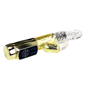 Vibrator Rotativ Tip Iepuraș Rabbit Gold Prince – Stimulare Duală cu Bile Metalice - Img 4