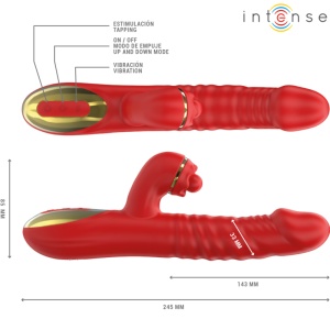 Vibrator Thalia cu Împingere, Atingere și Vibrații, Roșu - Img 3