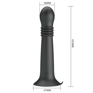 Aparat de masaj rotativ și de împingere Pretty Love Stella din silicon, cu ventuză, reîncărcabil USB, Negru - Img 3