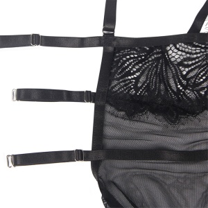 Babydoll din Dantelă cu Bretele Reglabile Subblime - Negru - Img 8