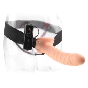 Penis Vibrator cu Ham Reglabil 19 cm Maro – Vibrații Multiple și Design Hollow - Img 2