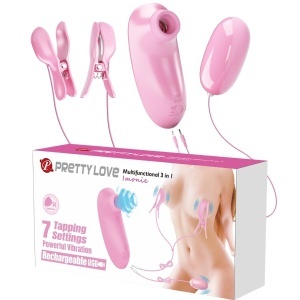 Pretty Love - Set multifuncțional Imonie 3 în 1 cu ventuză, sfârcuri și clitoris