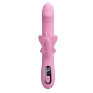 Vibrator Bella Rabbit din silicon, stimulare fluture pentru clitoris, afișaj LED, 9 viteze + 4 moduri atingere, Roz - Img 6