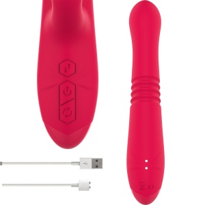 Vibrator Multifunctional „Dua” cu Miscare Sus-Jos, Pulsatii si Limba (Rosu, 3 Motoare, USB) - Img 3