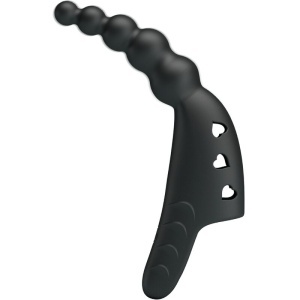 Vibrator pentru deget Jordin din silicon, cu nervuri și reîncărcabil USB, 10 moduri de vibrație, Negru