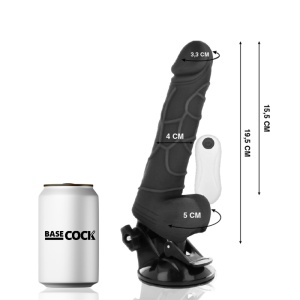 Vibrator Realist cu Telecomandă și Testiculi Basecock Negru 19,5 cm | Funcție Extensor și Ventuză Detașabilă - Img 3