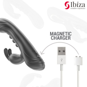 Vibrator Reîncărcabil cu Pulsare și 2 Motoare - IBIZA Pulsating Rabbit - Img 4