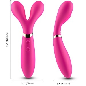 Aparat de Masaj cu Cap Dublu și Design Inovator Armony Y-Wand – Fucsia, 18 Vibrații, Impermeabil, USB