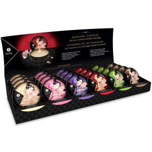 Display Premium Shunga – Lumânări de Masaj „Mini Caress”, 24 Unități