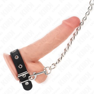 Inel de Penis din Piele cu Curea și Lanț Metalic 60 cm