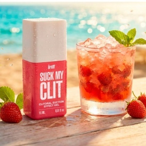 INTT – Gel Stimulator „Suck My Clit” (Căpșuni Sălbatice): Efect de Sucție și Vibrații, 15 ml
