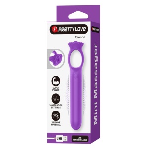 Mini vibrator de masaj din silicon, cu inel ergonomic de prindere, reîncărcabil USB, 10 moduri de vibrație, Mov - Img 8