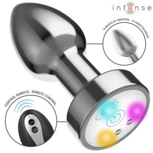 Plug Anal Vibrant din Metal cu Lumini LED și Telecomandă Intense – Mărimea M (8.9 cm)