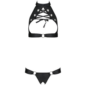 Set Sexy Malwia din Piele Ecologică – Sutien și Tanga Decupată | Passion - Img 3