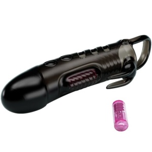 Teacă pentru Penis SLOANE Rabbit Negru – Vibrator Integrat și Stimulator Exterior - Img 3