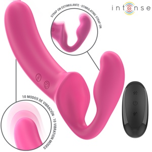 Vibrator Dublu „Amy” cu Telecomandă (Roz, 20 cm, 10 Trepte de Vibrație, USB) - Img 2