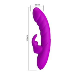 Vibrator Monica din silicon, dublă stimulare pentru punctul G și clitoris, reîncărcabil magnetic, 10 moduri de vibrație, Mov - Img 5