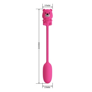 Vibrator Olson Pretty Love din silicon, cu controler cu fir în formă de urs, reîncărcabil magnetic, 7 moduri de vibrație, Roz - Img 3