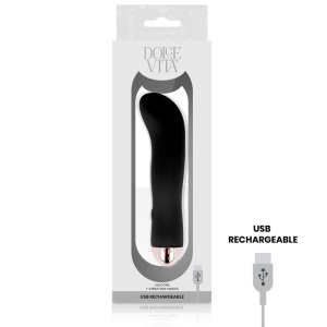 Vibrator Reîncărcabil Mătăsos Dolce Vita Black – Negru, 7 Moduri, Silicon Medical, USB