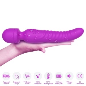 Aparat de Masaj Magic Wand cu Funcție de Încălzire Armony Mission – Mov, 18 Vibrații, Impermeabil, USB - Img 3