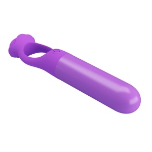 Mini vibrator de masaj din silicon, cu inel ergonomic de prindere, reîncărcabil USB, 10 moduri de vibrație, Mov - Img 5