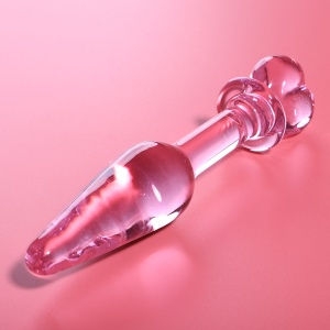Plug Anal din Sticlă Borosilicată Ibiza Nebula – Model 7 Transparent/Roz, Lungime Generoasă și Jocuri Termice (13.5 cm) - Img 3