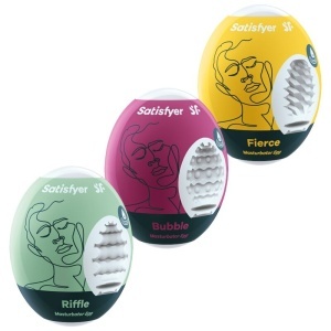 Satisfyer - Set 3 ouă masturbatoare Riffle, Bubble & Fierce - Img 1