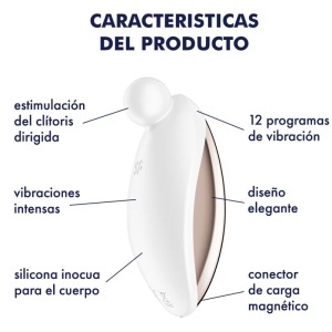 Stimulator Clitoridian Lay-On Satisfyer Spot On 2 - Alb, 12 Vibrații, IPX7, USB Magnetic - Img 3