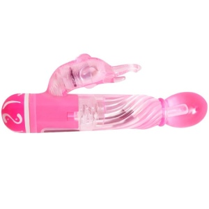 Vibrator Iepure Roz de Călătorie cu Stimulator Clitoridian – 10 Moduri, TPR, 2xAA