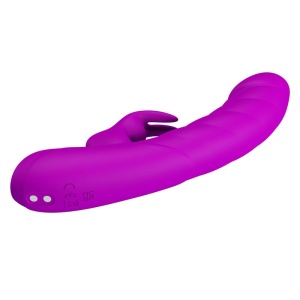 Vibrator Monica din silicon, dublă stimulare pentru punctul G și clitoris, reîncărcabil magnetic, 10 moduri de vibrație, Mov - Img 2