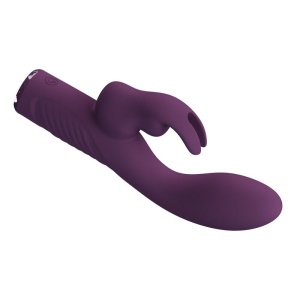 Vibrator Olivia Rabbit din silicon, dublă stimulare punct G și clitoris, reîncărcabil magnetic, Violet - Img 5