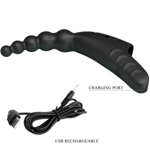 Vibrator pentru deget Jordin din silicon, cu nervuri și reîncărcabil USB, 10 moduri de vibrație, Negru - Img 5