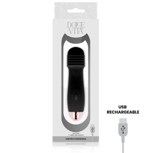 Vibrator reîncărcabil Trei Dolce Vita din silicon, 7 viteze de vibrație, Negru - Img 3