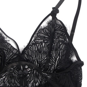 Babydoll din Dantelă cu Bretele Reglabile Subblime - Negru - Img 9