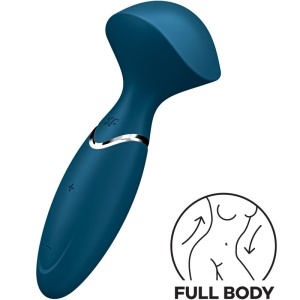 Mini Baghetă Masaj Satisfyer Mini Wand-er Albastru – 12 Vibrații, Impermeabil IPX7, USB