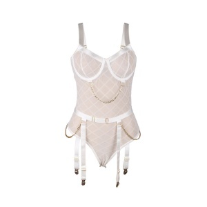 Set Lenjerie Intimă Alb Subblime – Body cu Lanțuri și Portjartier (L/XL) - Img 7