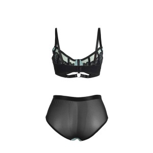 Set Lenjerie Intimă Verde Subblime 955557 – Sutien Push-Up cu Fermoar și Chilot din Plasă (S/M) - Img 6
