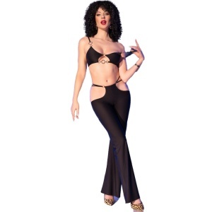 Set Top și Colanți Negri cu Accesorii Aurii Chilirose CR 4851 - Img 5