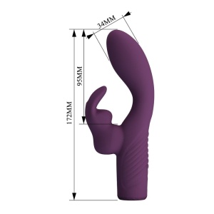 Vibrator Olivia Rabbit din silicon, dublă stimulare punct G și clitoris, reîncărcabil magnetic, Violet - Img 2