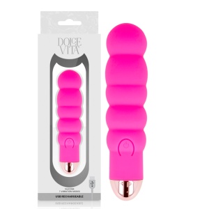 Vibrator Reîncărcabil de Călătorie Dolce Vita Travel – Roz, 7 Moduri, Silicon Medical, USB