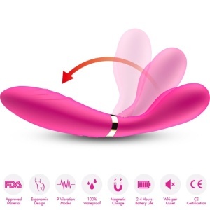 Aparat de Masaj cu Cap Dublu și Design Inovator Armony Y-Wand – Fucsia, 18 Vibrații, Impermeabil, USB - Img 2