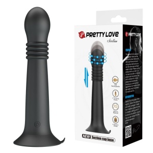 Aparat de masaj rotativ și de împingere Pretty Love Stella din silicon, cu ventuză, reîncărcabil USB, Negru