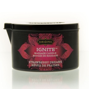 Kamasutra – Lumânare de Masaj „Strawberry Dreams”: Ulei Hrănitor cu Căpșuni și Smântână (170g, linguriță inclusă) - Img 2