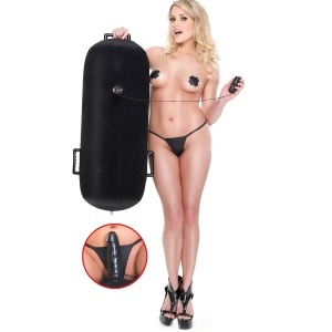 Pernă Gonflabilă de Poziționare cu Dildo Vibrant Fetish Fantasy Luv Log – Cu Mânere, Vinil Plușat și Mască Satin - Img 2
