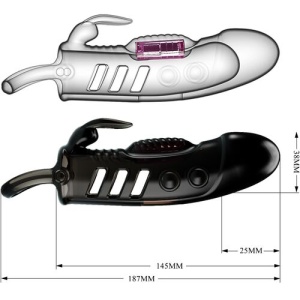 Teacă pentru Penis SLOANE Rabbit Negru – Vibrator Integrat și Stimulator Exterior - Img 4