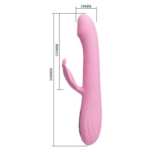 Vibrator Bella Rabbit din silicon, stimulare fluture pentru clitoris, afișaj LED, 9 viteze + 4 moduri atingere, Roz - Img 4