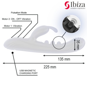 Vibrator Reîncărcabil cu Pulsare și 2 Motoare - IBIZA Pulsating Rabbit - Img 2