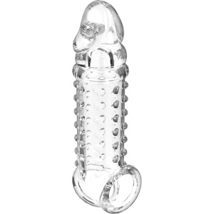 Extensie și Teacă Penis V11 Transparentă – Texturată, Flexibilă și Ajustabilă