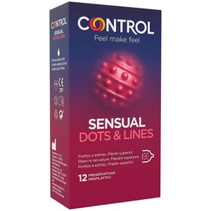 Prezervative Texturate Anatomice Control Sensual Dots & Lines – Pachet 12 bucăți